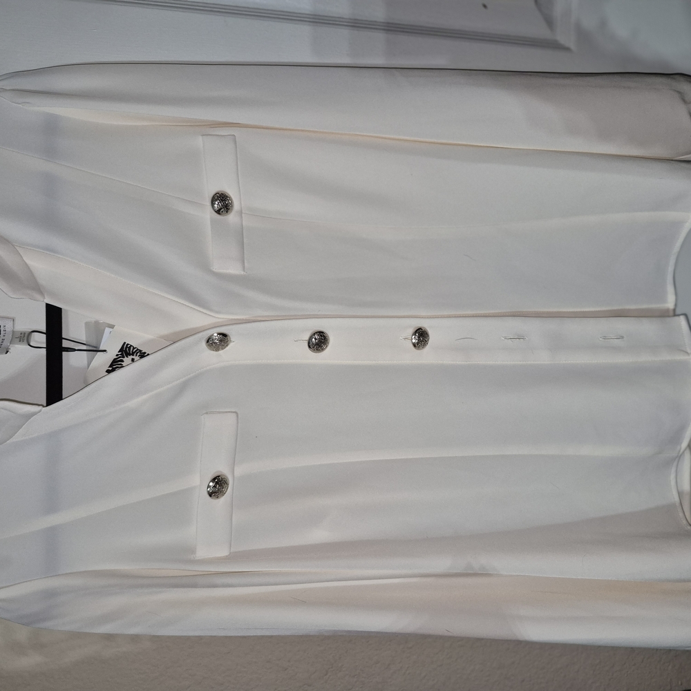 Anne Klein White Button Down Shirt Minimalist Design